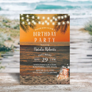 Tropische zomerzonsondergang Mason Jar Birthday Kaart