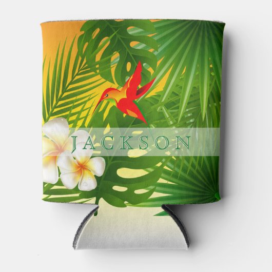 Tropische zon met een vogel blikjeskoeler (Voorkant)