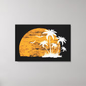 Tropische zon palmbomen & vogels canvas afdruk (Voorkant)