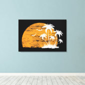 Tropische zon palmbomen & vogels canvas afdruk (Insitu (Houten vloer))