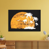 Tropische zon palmbomen & vogels canvas afdruk (Insitu (Woonkamer))