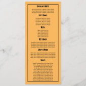 Tropische zon, restaurant Slimline Menu (Achterkant)