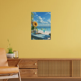 Tropische Zonnebloem Strand Muurkunst | Oceaandruk Poster