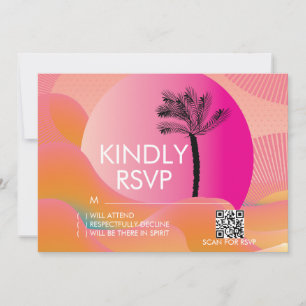 Tropische zonnebrand Roze Oranje witte RSVP-kaart Kaart