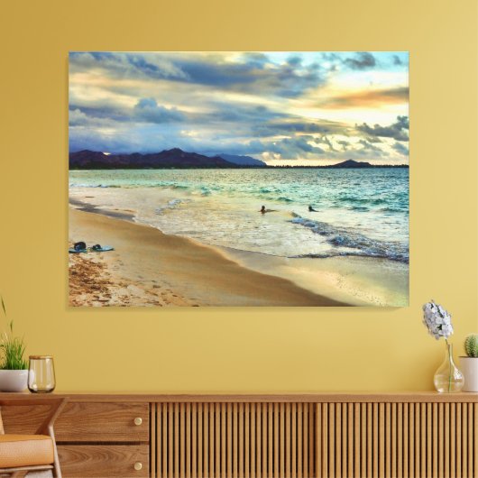 Tropische zonnegloed canvas afdruk (Insitu (Woonkamer))