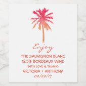 Tropische zonnepalm Beach Weddenschap Favor Wijn Etiket (Enkel label)