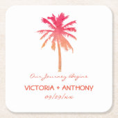 Tropische zonnepalm Beach Weddenschap Kartonnen Onderzetters (Voorkant)