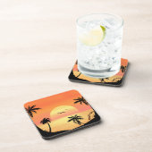 Tropische zonnepalm Silhouette Art Bier Onderzetter (Rechterzijde)