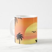 Tropische zonnepalm Silhouette Art Koffiemok (Voorkant links)