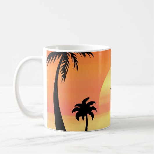 Tropische zonnepalm Silhouette Art Koffiemok (Links)