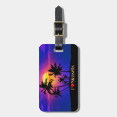 Tropische zonnepalmbomen bagagelabel (Voorkant verticaal)