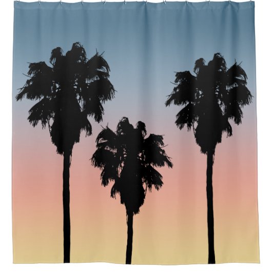 Tropische zonnepalmbomen douchegordijn (Voorkant)