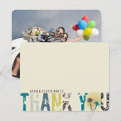 Tropische zonnepalmbomen Foto bruiloft Dank je wel Bedankkaart (Voorkant / Achterkant)