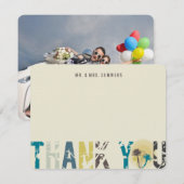 Tropische zonnepalmbomen Foto bruiloft Dank je wel Bedankkaart (Voorkant / Achterkant)