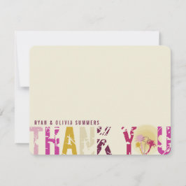 Tropische zonnepalmbomen Foto bruiloft Dank je wel Bedankkaart