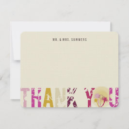 Tropische zonnepalmbomen Foto bruiloft Dank je wel Bedankkaart