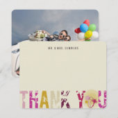 Tropische zonnepalmbomen Foto bruiloft Dank je wel Bedankkaart (Voorkant / Achterkant)