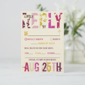 Tropische zonnepalmbomen met doorsnede zomerroze R RSVP Kaartje (Staand voorkant)