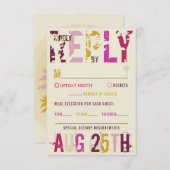 Tropische zonnepalmbomen met doorsnede zomerroze R RSVP Kaartje (Voorkant / Achterkant)