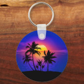 Tropische zonnepalmbomen sleutelhanger (Voorkant)