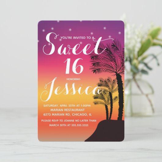 Tropische zonnepalmboom Tropisch zoet 16 Kaart (Staand voorkant)