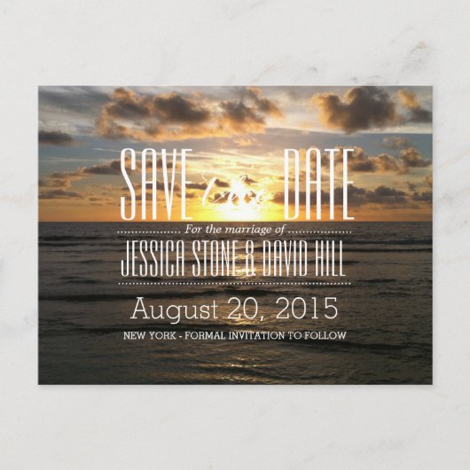 Tropische zonneschijnbruiloft bespaart datum aankondigingskaart (Voorkant)