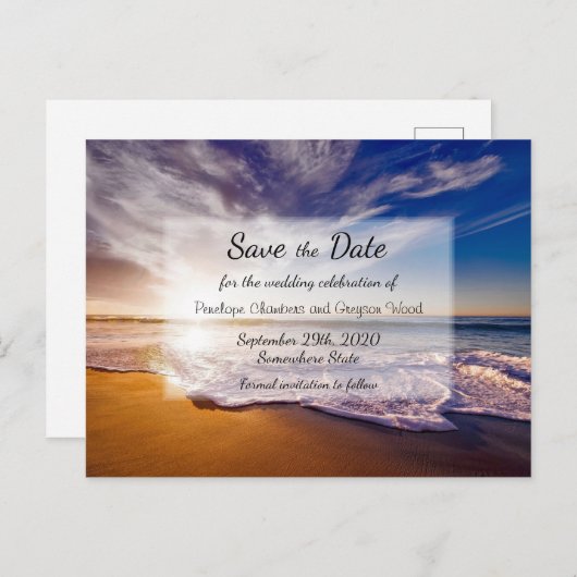 Tropische zonneschijnbruiloft bespaart datum aankondigingskaart (Voorkant / Achterkant)