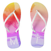 Tropische zonnestralen en palmbomen Initiaal Roze Teenslippers (Voetbed)