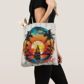 Tropische zonnestralen met strand tote bag (Dichtbij)