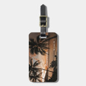 Tropische zonnestralen palmbomen personaliseren bagagelabel (Voorkant verticaal)