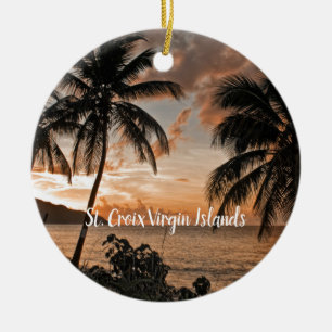 Tropische zonnestralen palmbomen USVI Keramisch Ornament