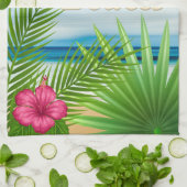 Tropische zonnestralen strand paradijs theedoek (Gevouwen)