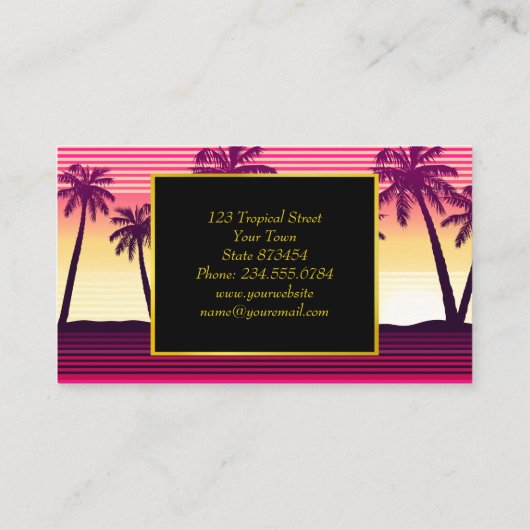 Tropische zonnestrepen visitekaartje (Achterkant)
