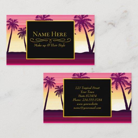 Tropische zonnestrepen visitekaartje (Voorkant / Achterkant)