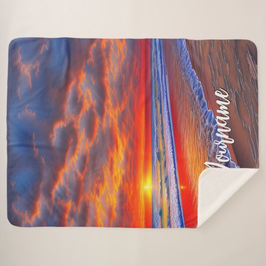 Tropische Zonnetijd met Persoonlijke Naam Sherpa Deken (Voorkant (horizontaal))