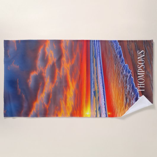 Tropische Zonnetijd met Persoonlijke Naam Strandlaken (Voorkant)