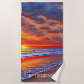 Tropische Zonnetijd met Persoonlijke Naam Strandlaken (Voorkant)