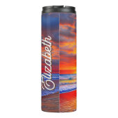 Tropische Zonnetijd met Persoonlijke Naam Thermosbeker (Achterkant)