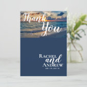Tropische zonnige hemdbruiloft bestemming bruiloft bedankkaart (Staand voorkant)
