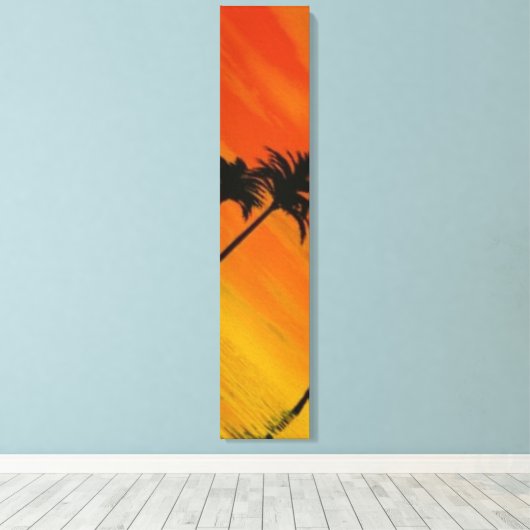 Tropische zonsondergang 1-4 canvas afdruk (Insitu (Houten vloer))