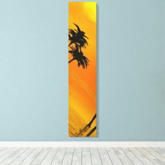 Tropische zonsondergang 3-4 canvas afdruk (Insitu (Houten vloer))