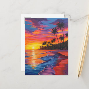 Tropische Zonsondergang Ansichtkaart Briefkaart