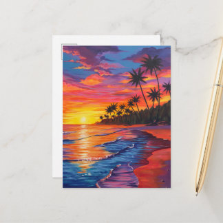 Tropische Zonsondergang Ansichtkaart Briefkaart