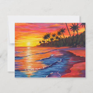 Tropische zonsondergang antwoordkaart RSVP kaartje