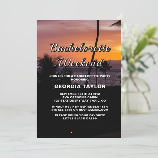 Tropische Zonsondergang Bachelorette Weekend Uitno Kaart (Staand voorkant)