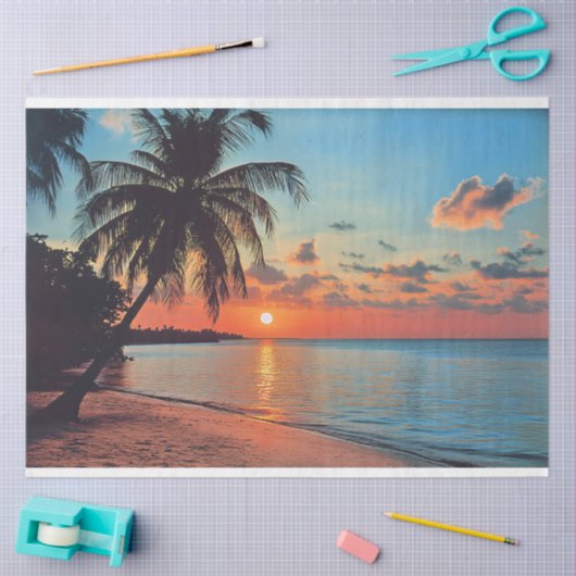 Tropische zonsondergang Beach Scene Decoupage Tissuepapier (Craft)