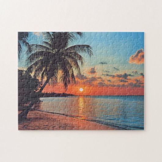 Tropische zonsondergang Beach Scene Legpuzzel (Horizontaal)