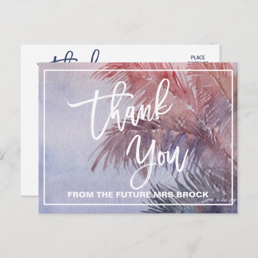 Tropische zonsondergang bedankt briefkaart (Voorkant / Achterkant)