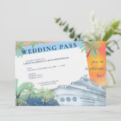 Tropische Zonsondergang Bestemming Cruise Bruiloft Kaart (Staand voorkant)