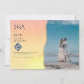 Tropische Zonsondergang Bestemming Cruise Bruiloft Kaart (Achterkant)